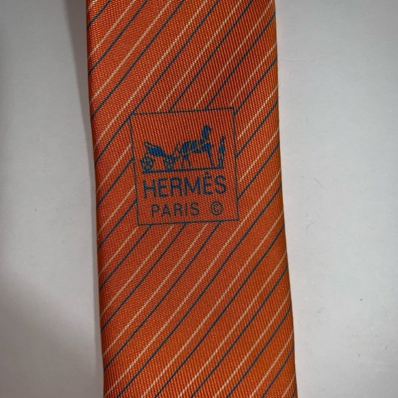 authenic HERMÈS signature BURNT ORANGE necktie - Picture 7 of 8